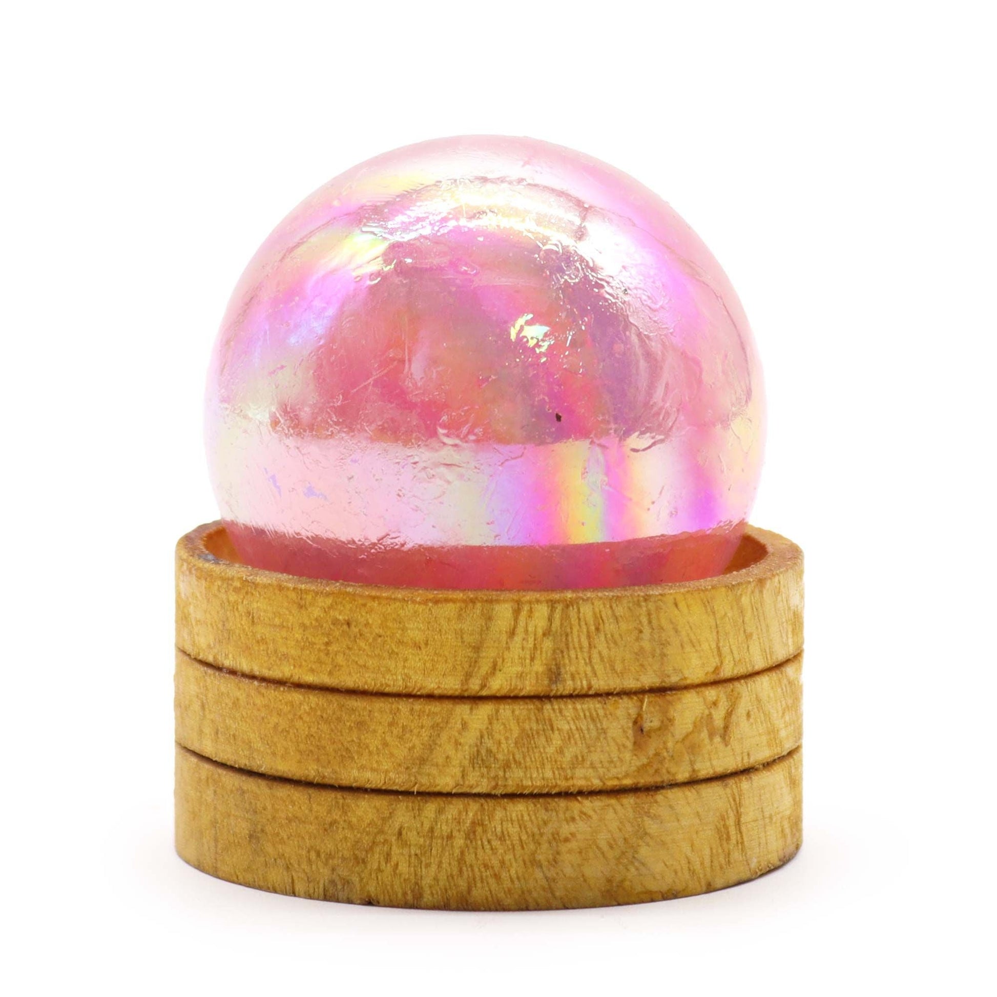 Rose Quartz Titanium Aura Sphere 50mm with Stand