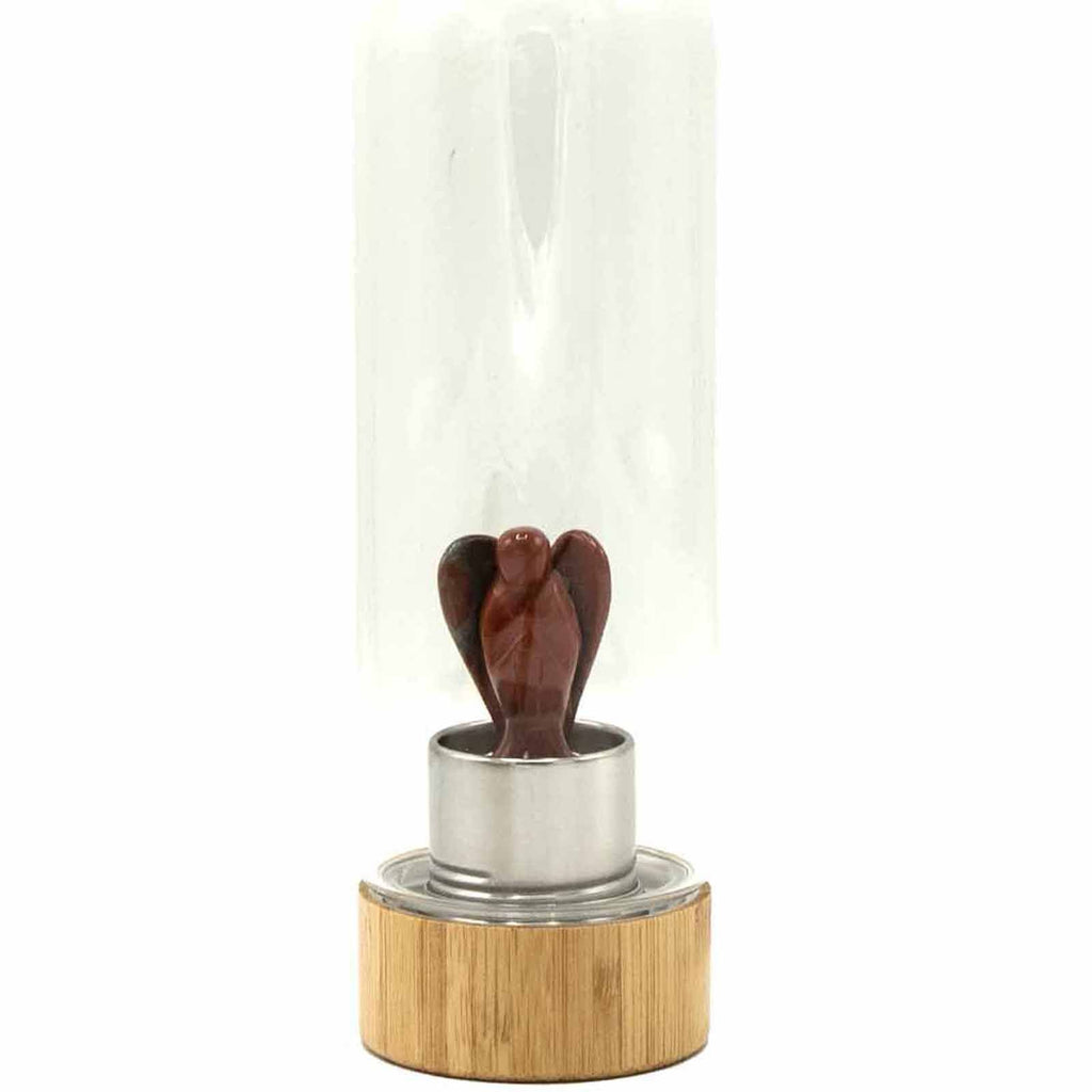 Red Jasper Crystal Infused Glass Water Bottle