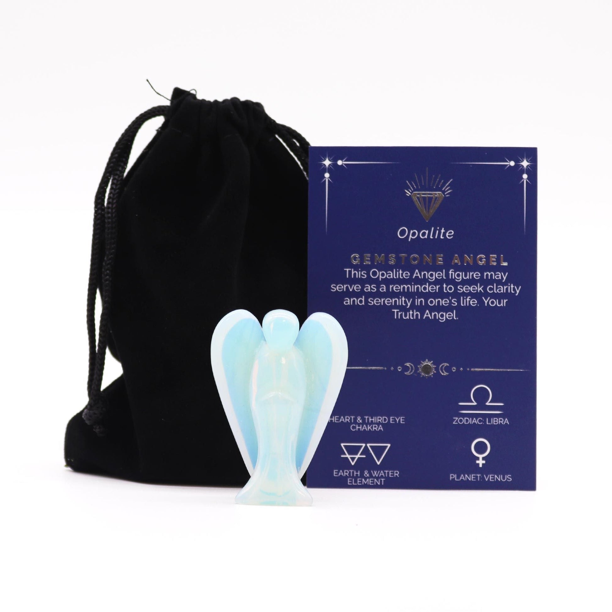 Hand Carved Gemstone Angel in Opalite