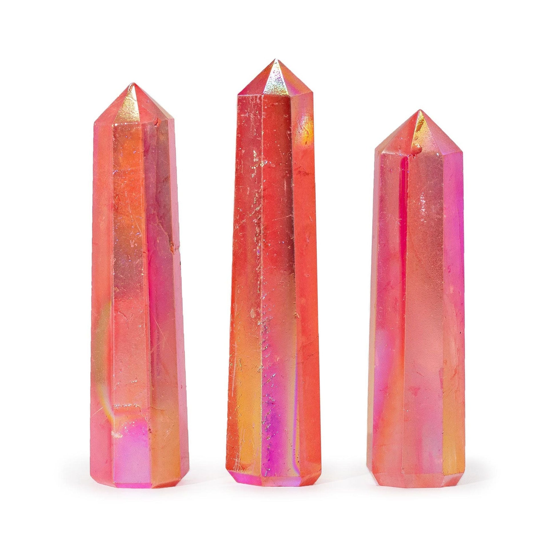 Peach Aurora Quartz Obelisk Point 9cm