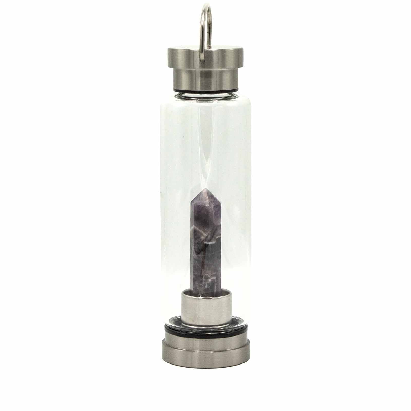 Crystal Infused Glass Water Bottle Amethyst Obelisk