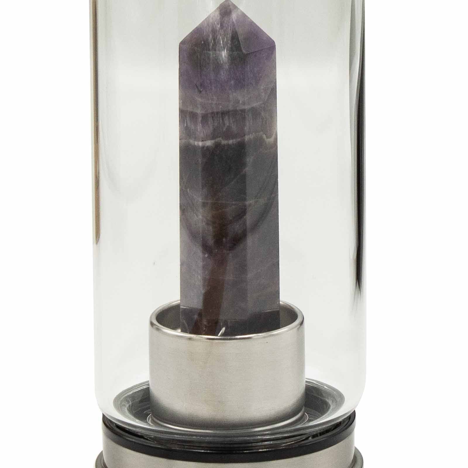 Crystal Infused Glass Water Bottle Amethyst Obelisk