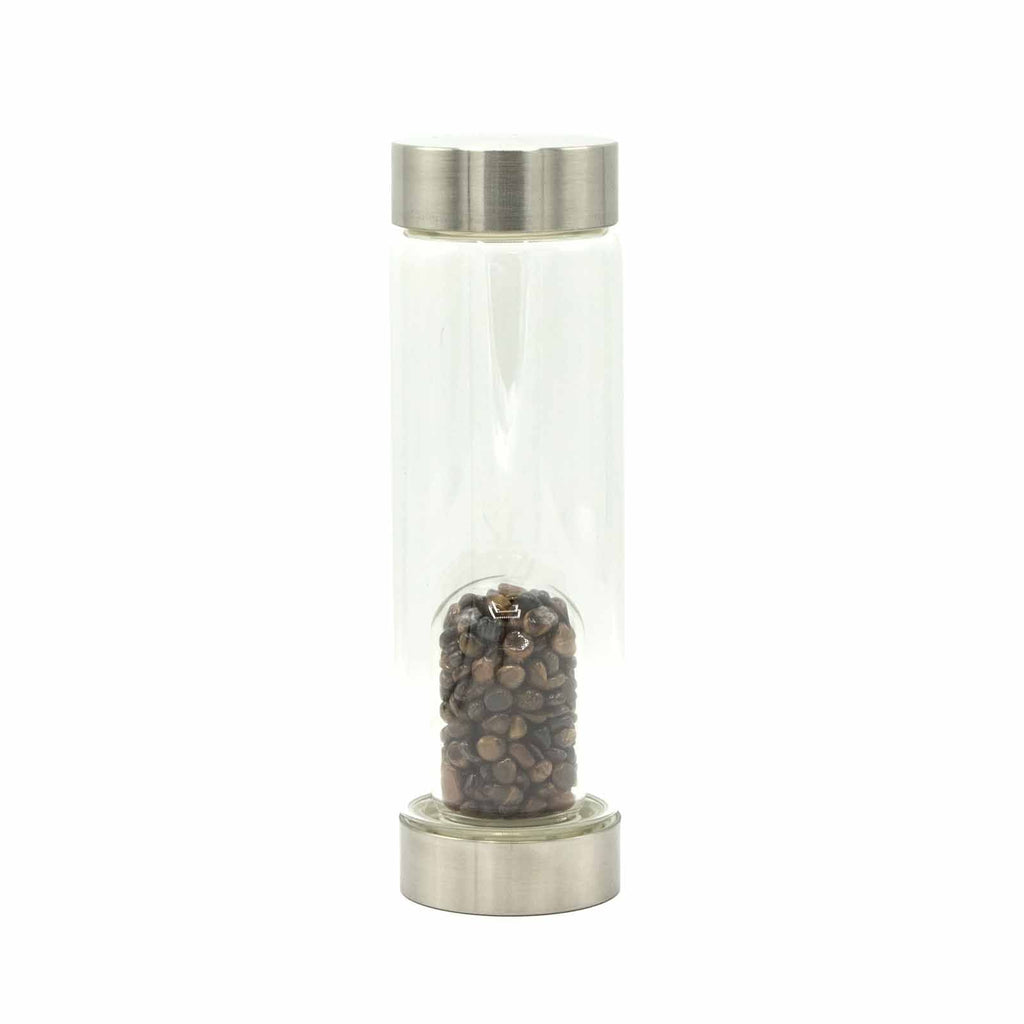 Crystal Infused Glass Water Bottle Tiger's Eye