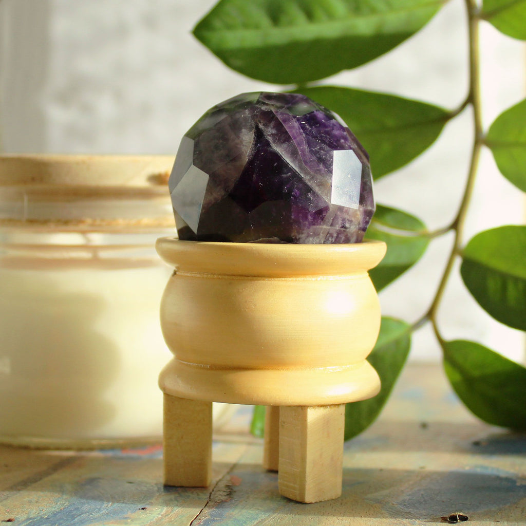 Amethyst Faceted Healing Ball with Wooden Stand