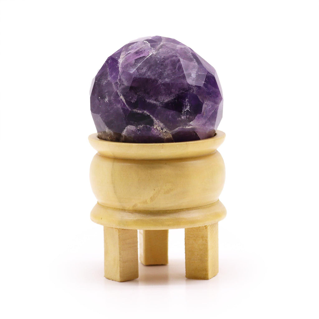 Amethyst Faceted Healing Ball with Wooden Stand