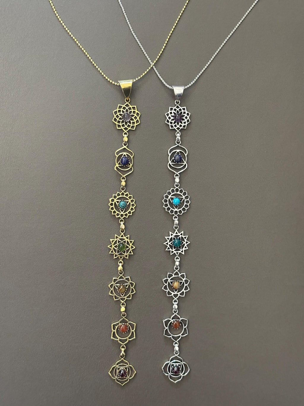 7 Chakra Energy Healing Pendant Necklaces – Gold & Silver Finish