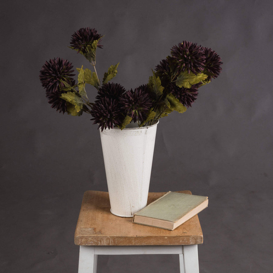 Lifelike chocolate brown chrysanthemum stem with curled petals, perfect for autumn decor or year-round floral arrangements. by Sostter at brixbailey.com
