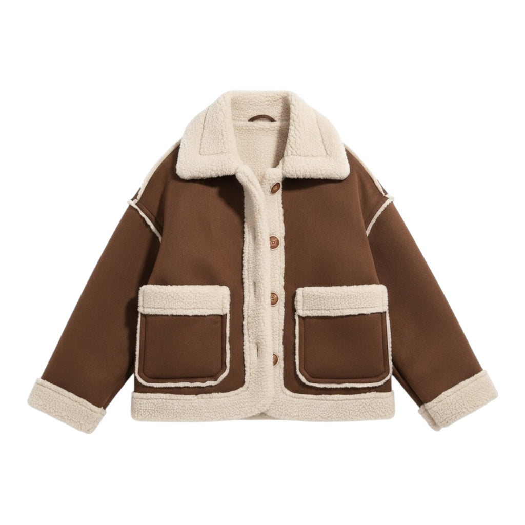 Sherpa Lined Winter Jacket in Brown and Olive