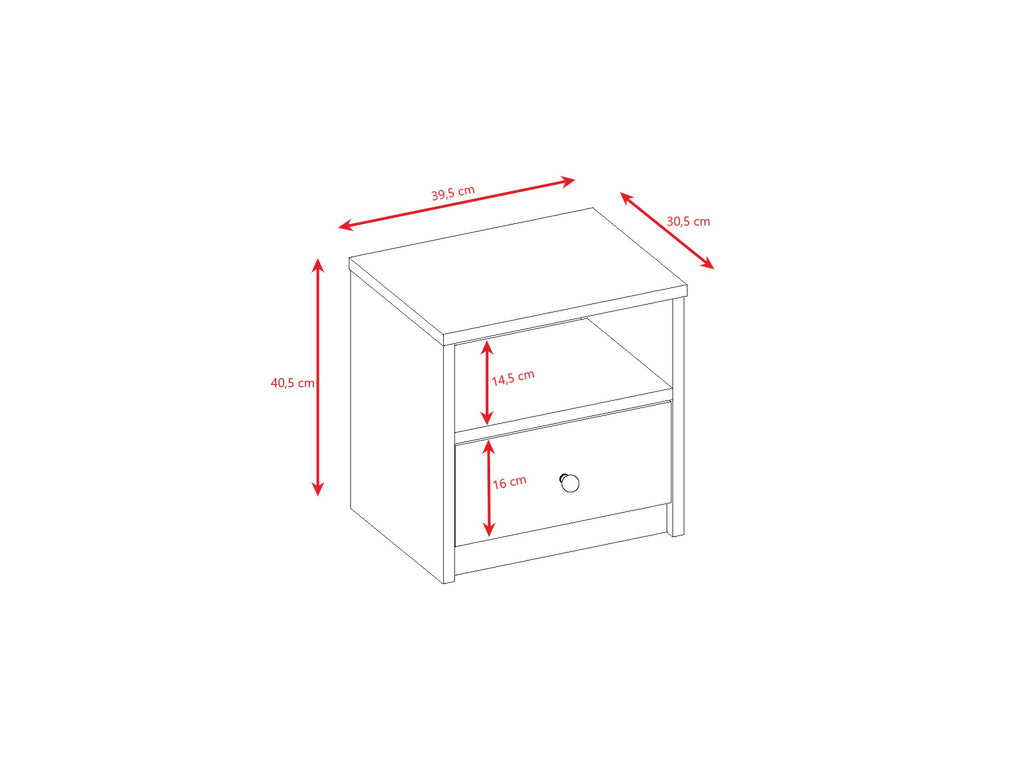 functional babydreams bedside table with open shelf and drawer for kids room organization