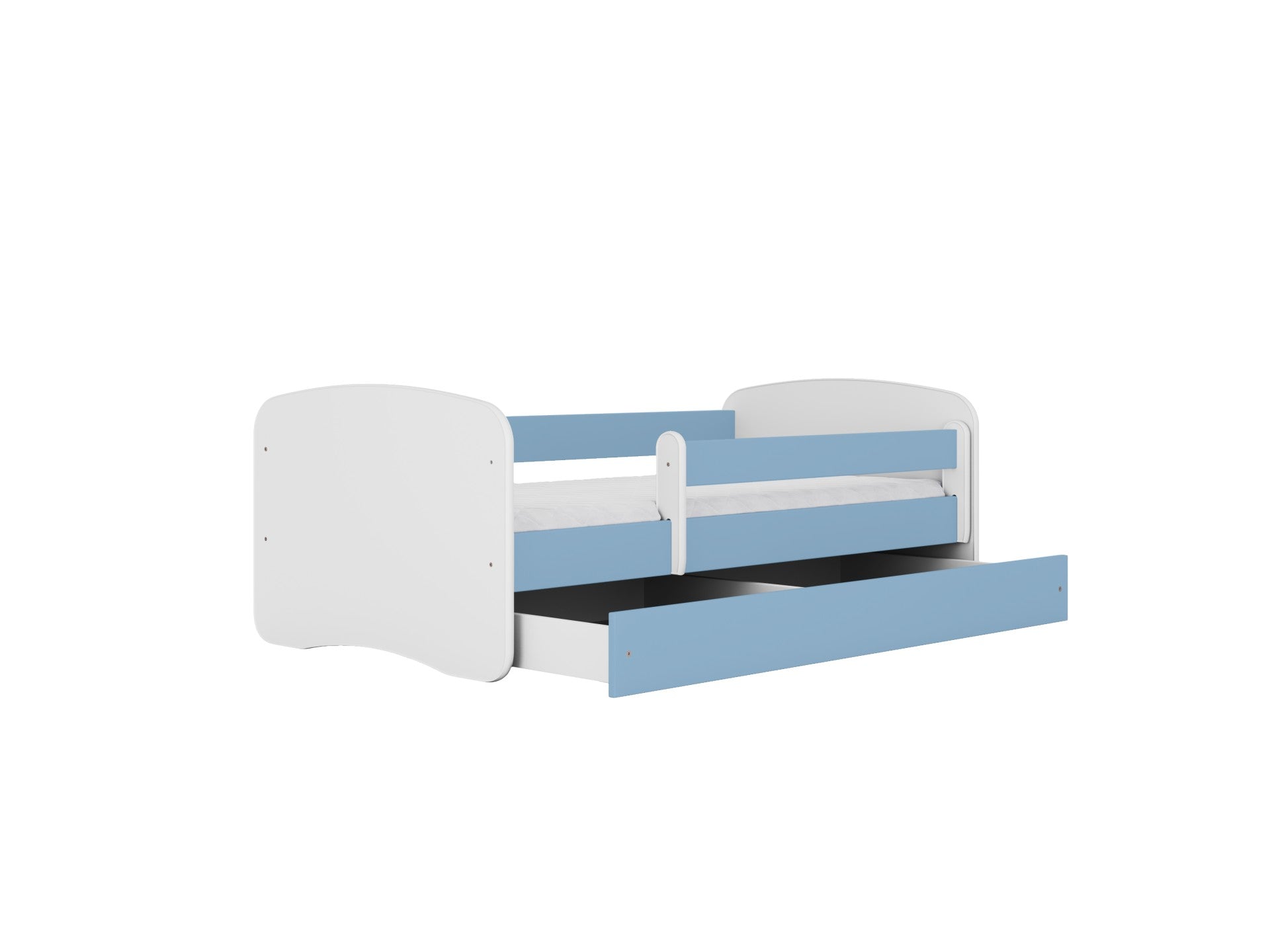 babydreams childrens bed with birch slat frame and smooth drawer in warm morning light