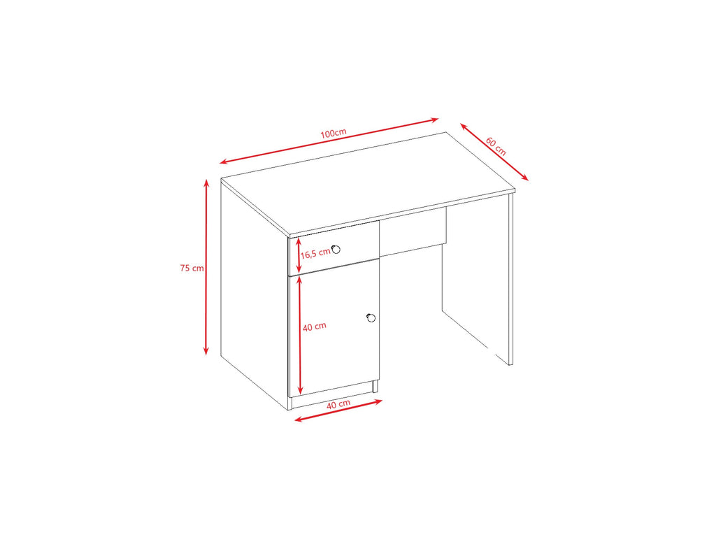 softly lit white kids desk with a cozy drawer and cabinet for a comforting study nook