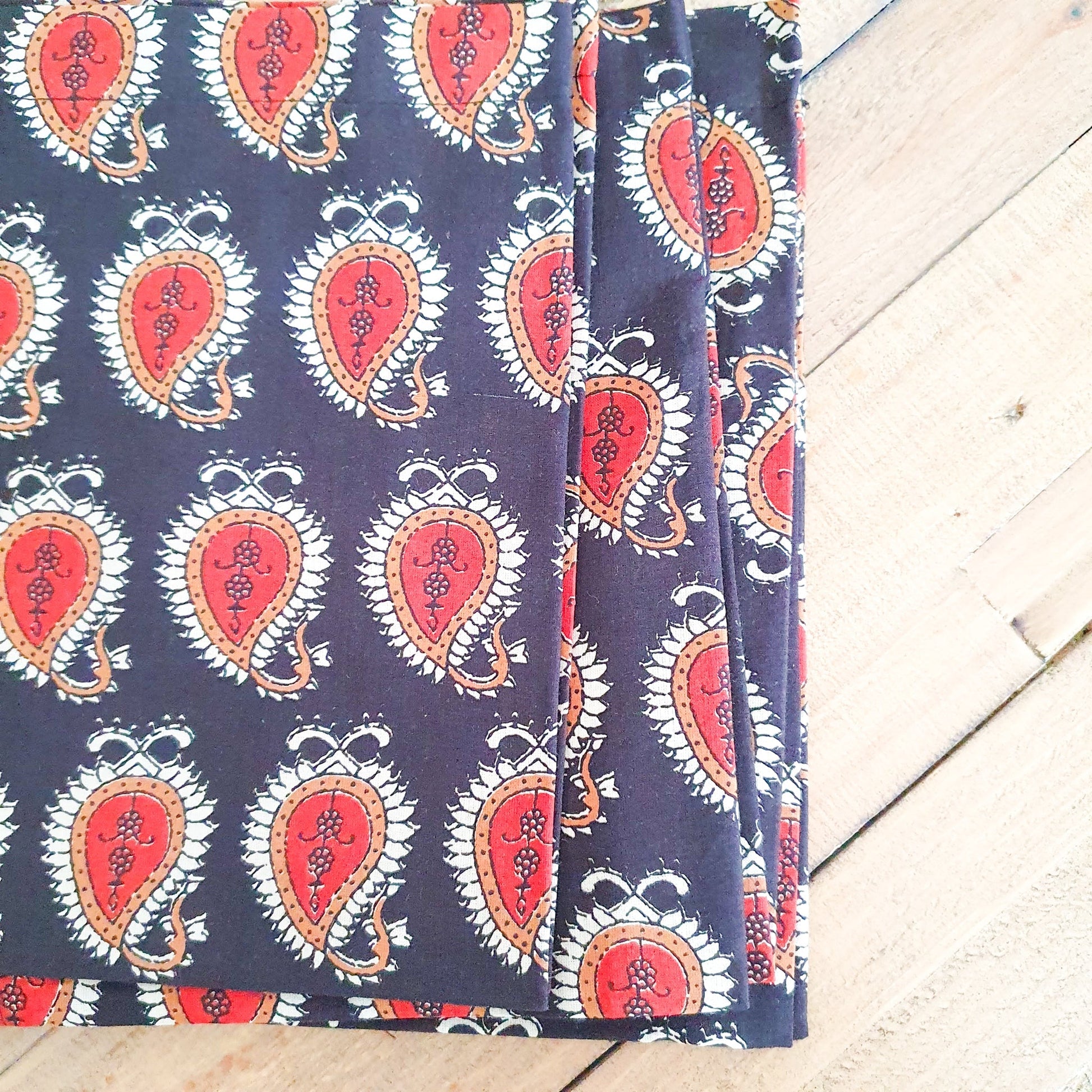 Bagru paisley block-printed placemats set of 2, handmade table mats