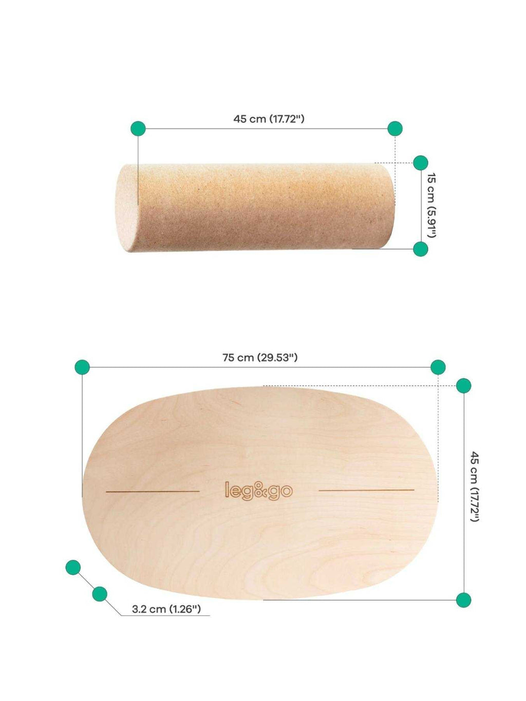 Round Balance Board With Exercise Roll - Centered Logo