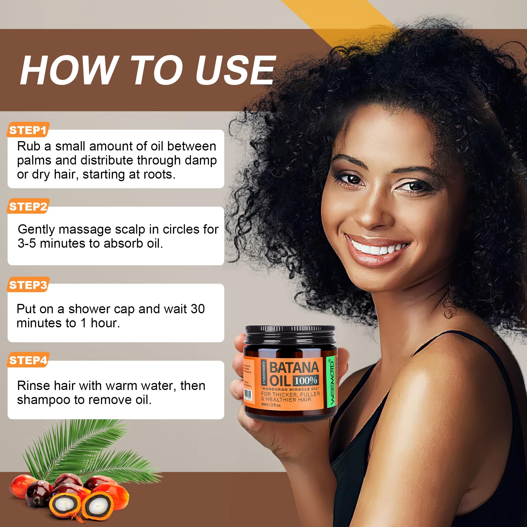 Batana Oil for Hair Growth – 2 fl oz | Raw Organic Batana Oil, Honduras