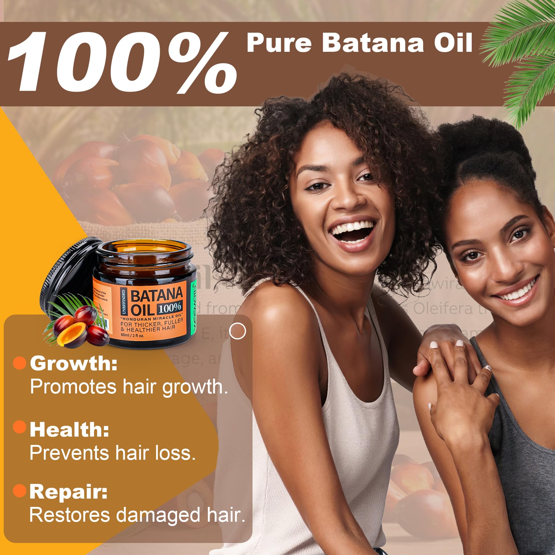 Batana Oil for Hair Growth – 2 fl oz | Raw Organic Batana Oil, Honduras
