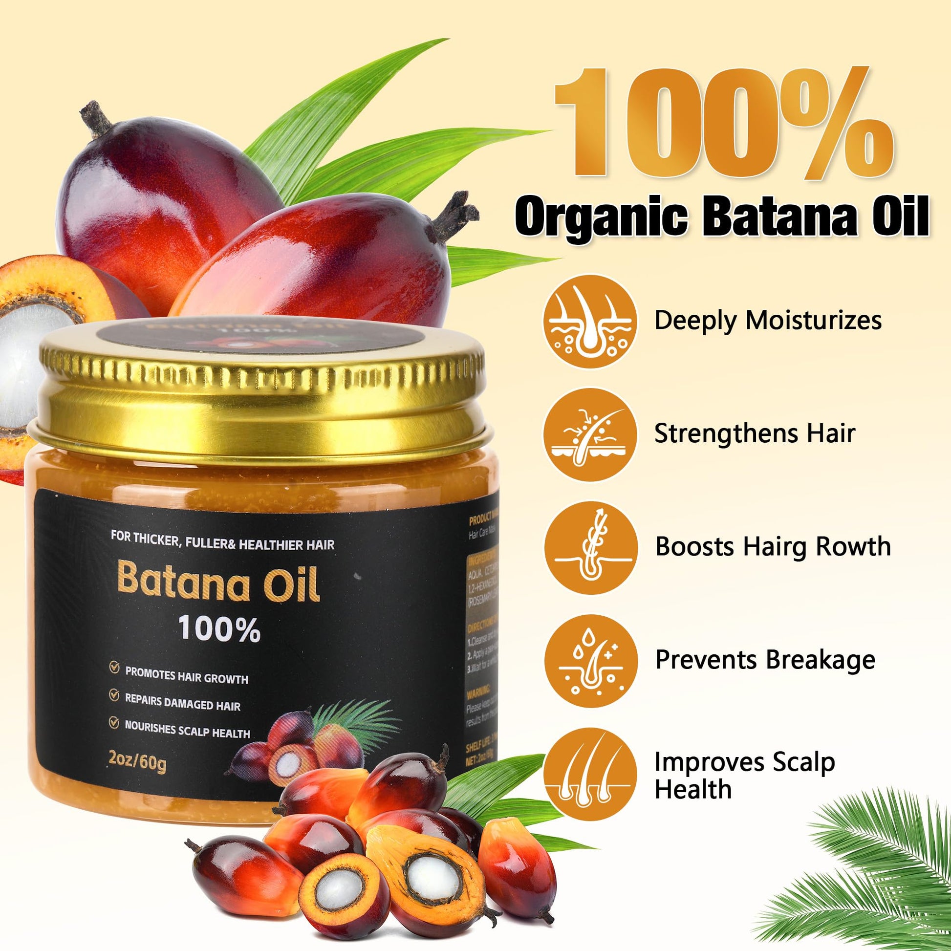 Raw Batana Oil For Hair Growth – 100% Natural Organic Batana Oil, Unrefined & Non-Greasy
