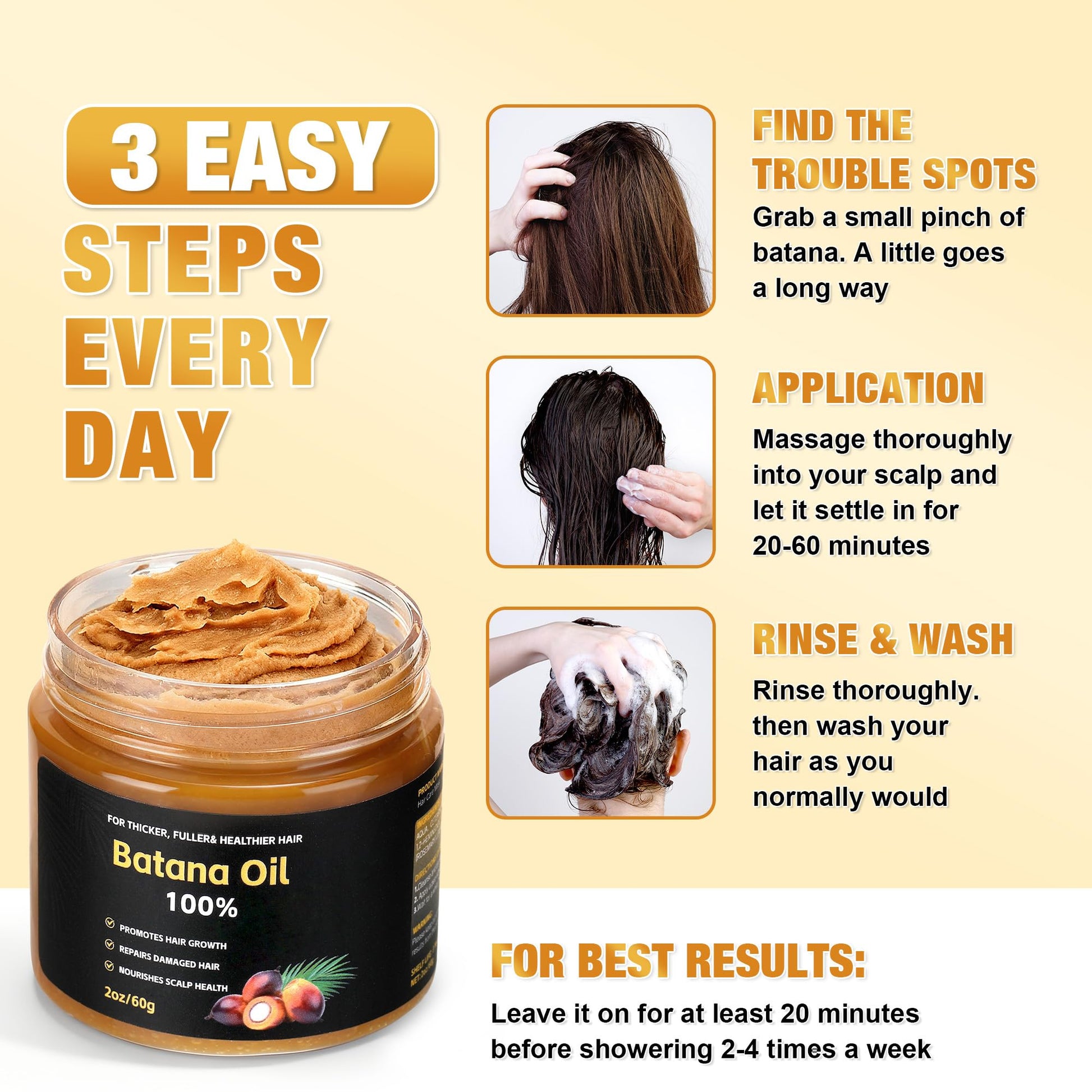 Raw Batana Oil For Hair Growth – 100% Natural Organic Batana Oil, Unrefined & Non-Greasy