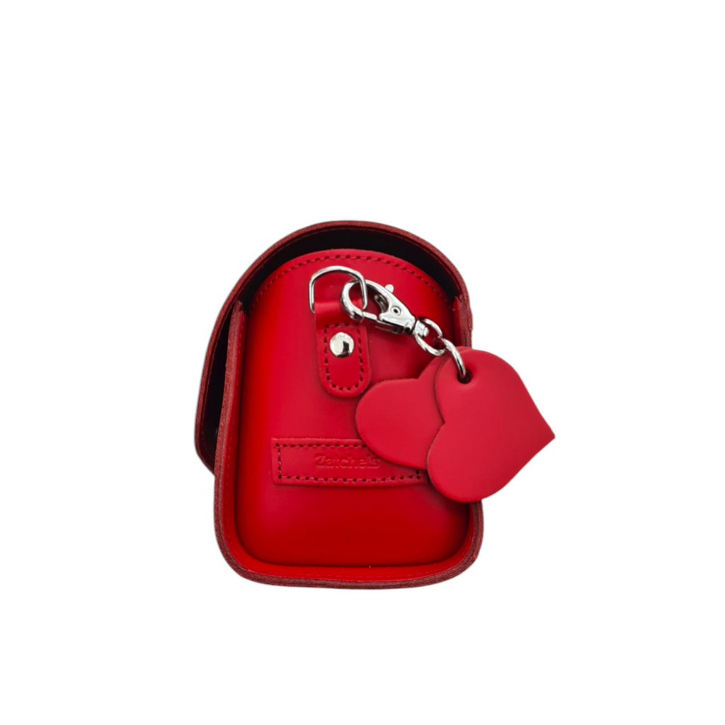 Handmade Leather Handbag Love Hearts Pillar Box Red