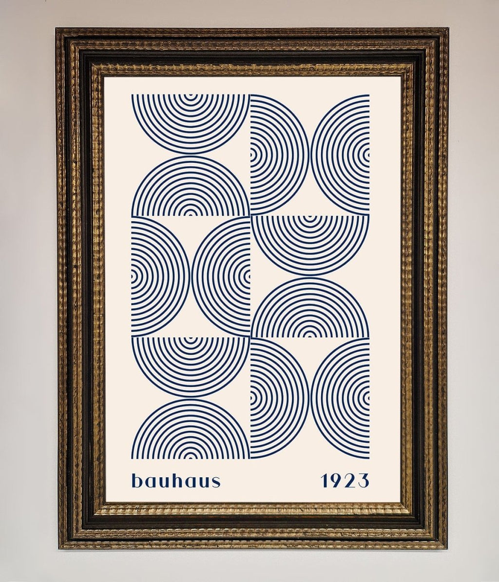 Bauhaus Print 1923 Navy Abstract Framed Poster