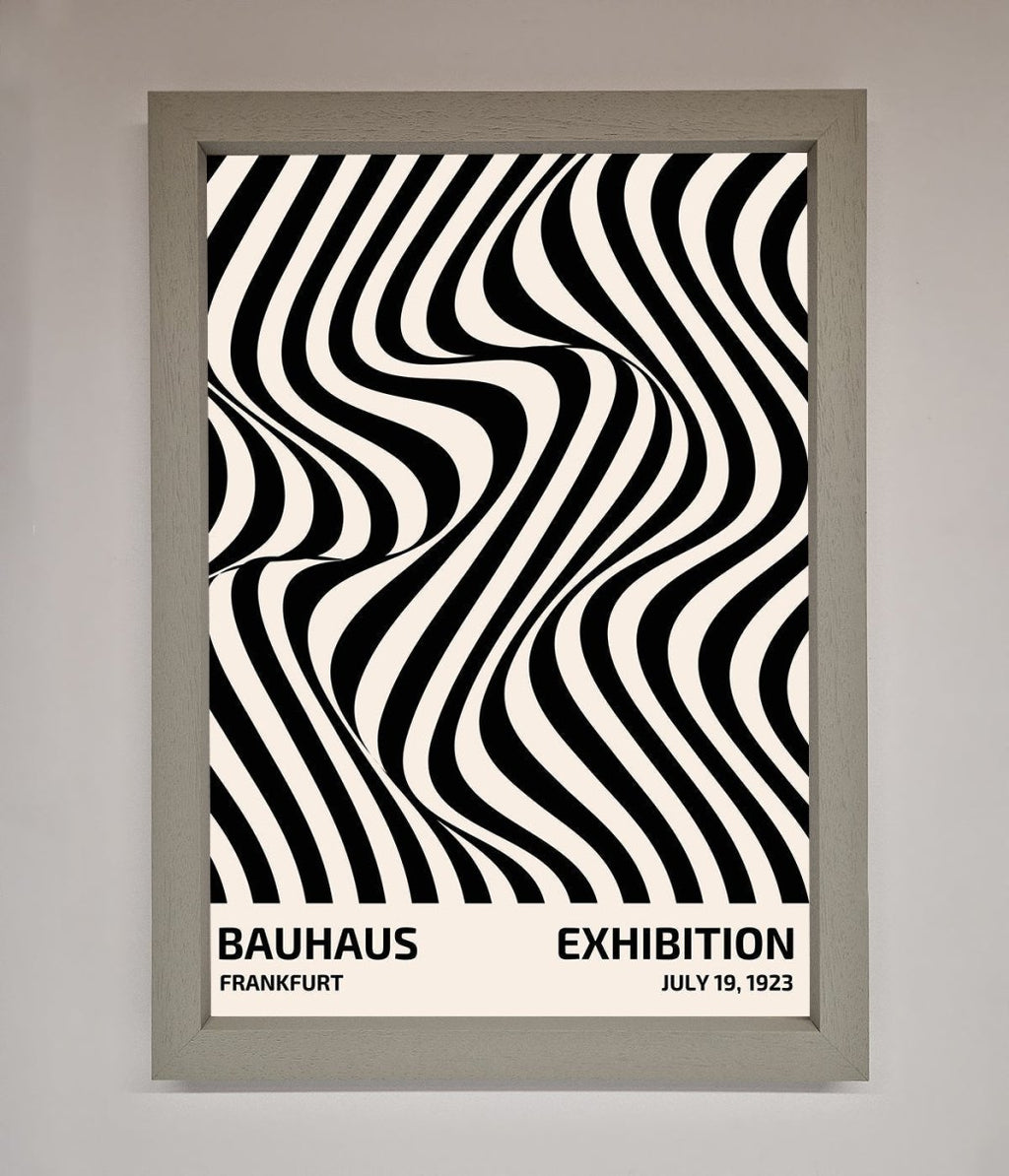 Bauhaus Wavy Black Lines Framed Poster