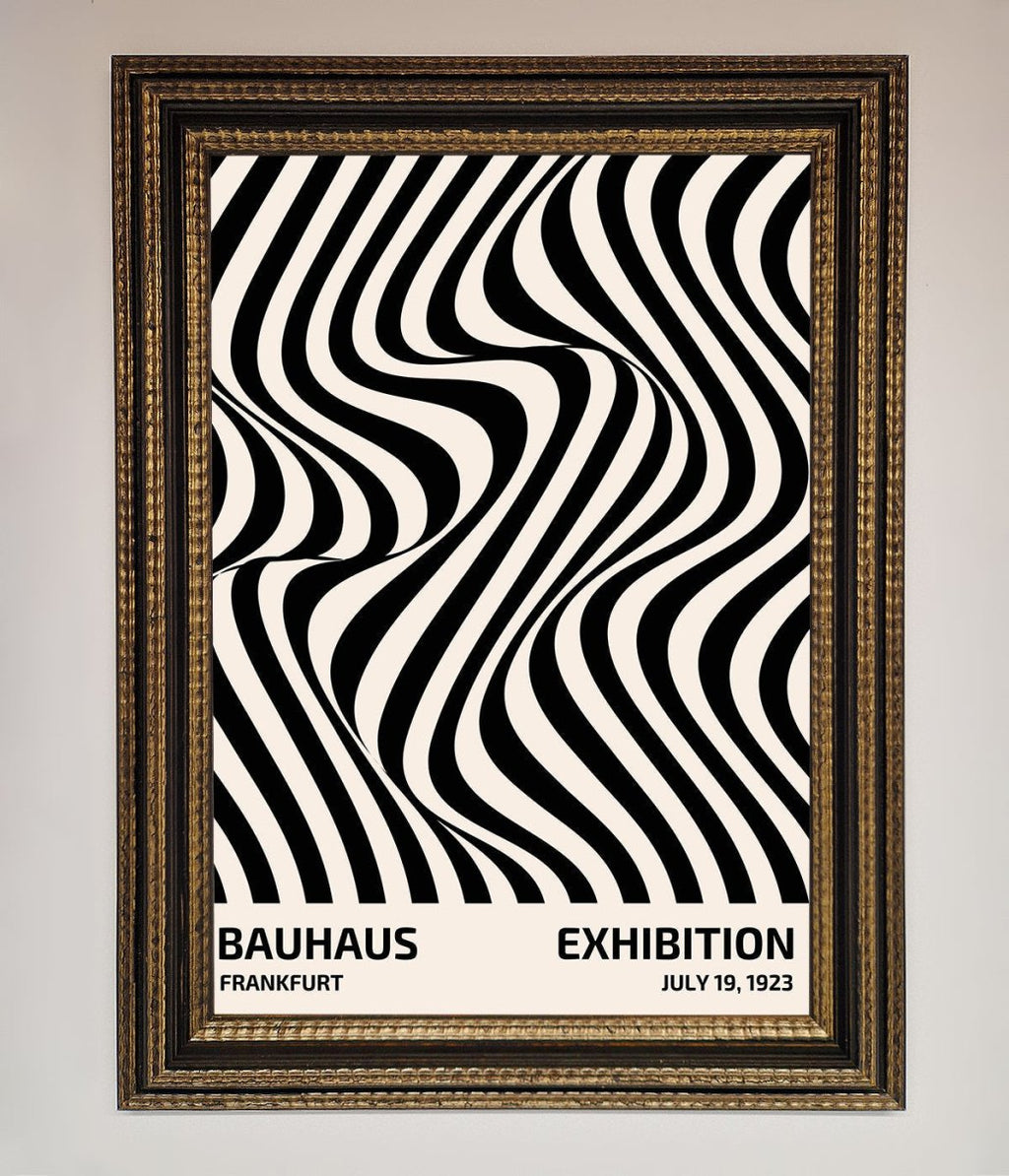 Bauhaus Wavy Black Lines Framed Poster