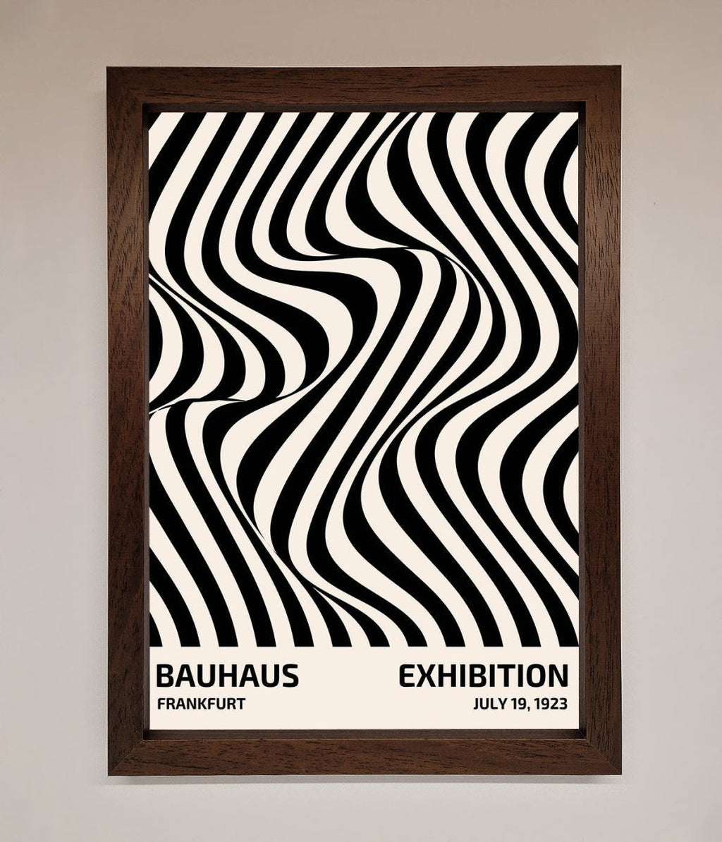 Bauhaus Wavy Black Lines Framed Poster