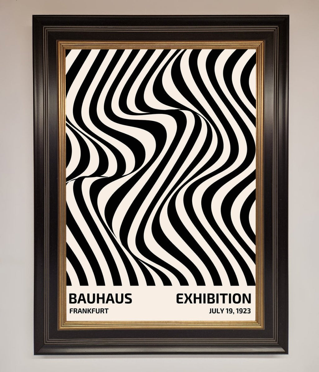Bauhaus Wavy Black Lines Framed Poster