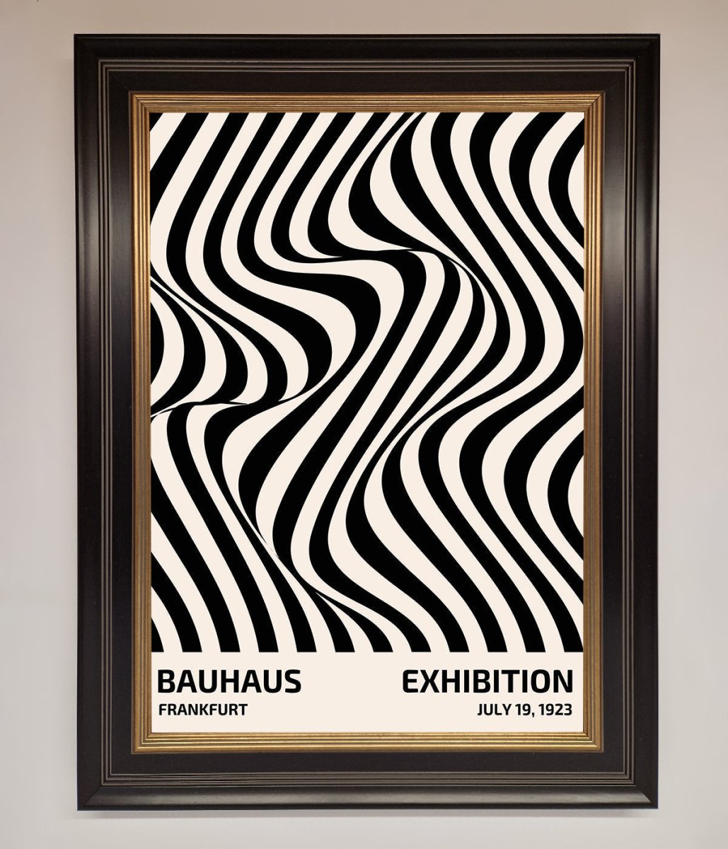 Bauhaus Wavy Black Lines Framed Poster