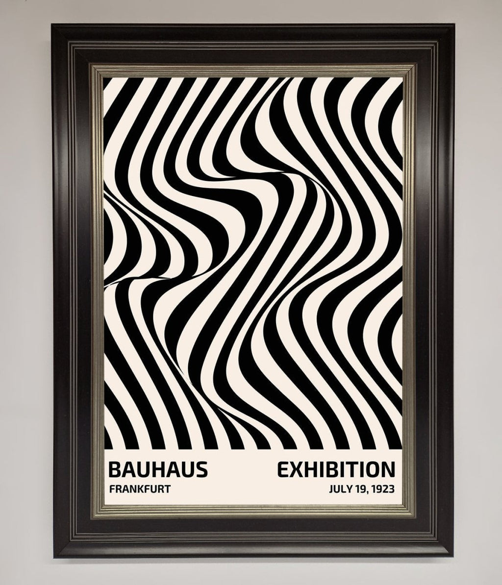 Bauhaus Wavy Black Lines Framed Poster