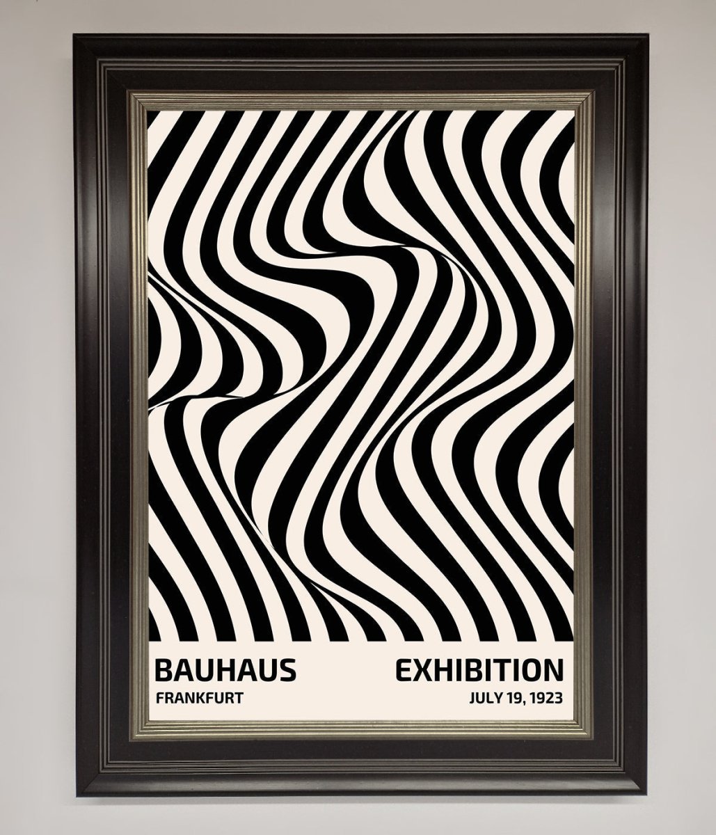 Bauhaus Wavy Black Lines Framed Poster