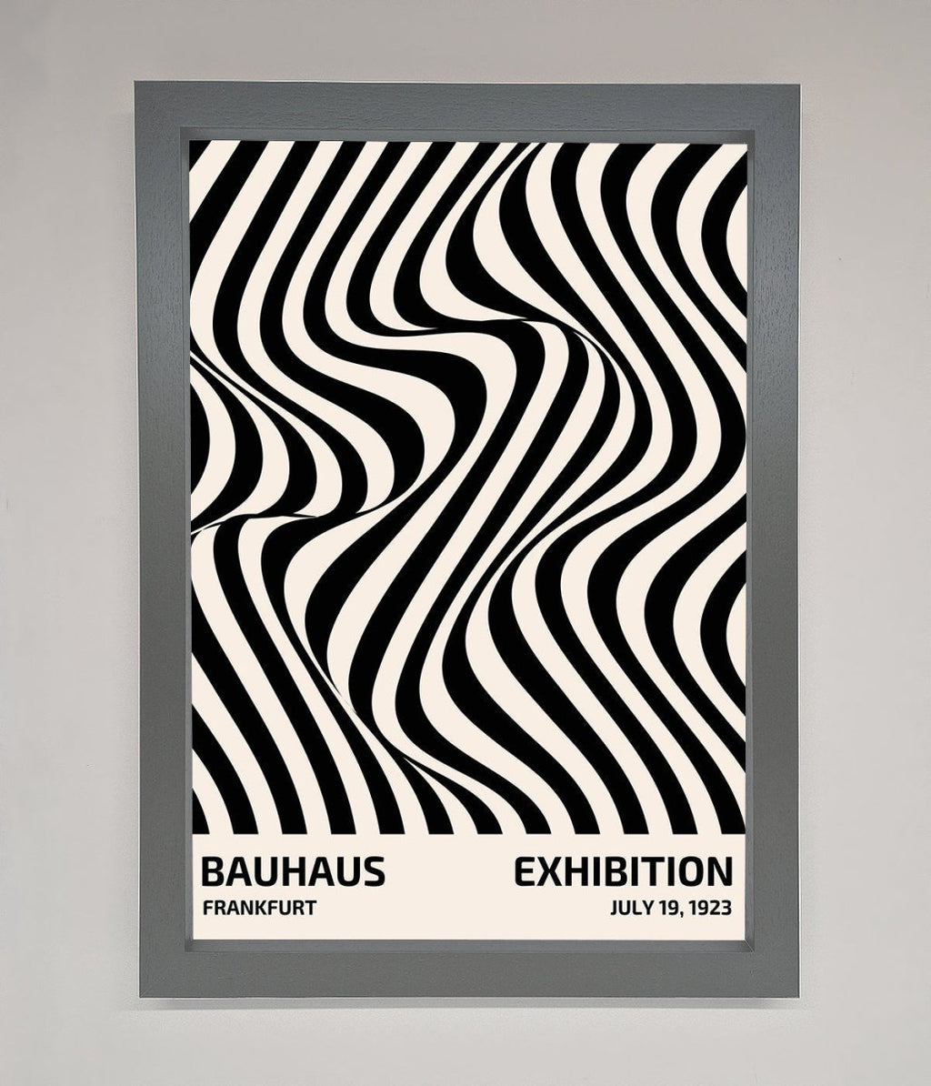 Bauhaus Wavy Black Lines Framed Poster