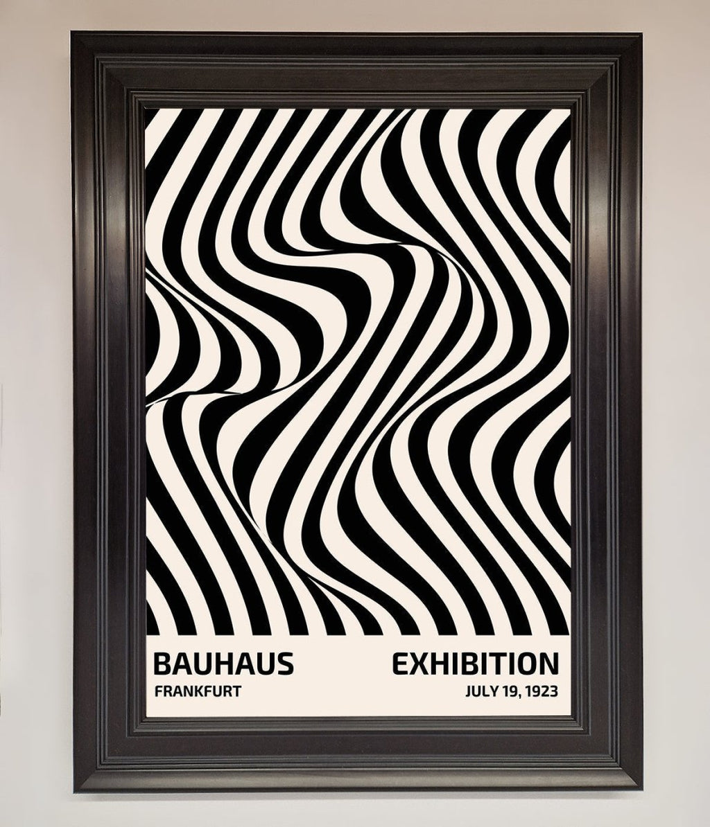 Bauhaus Wavy Black Lines Framed Poster