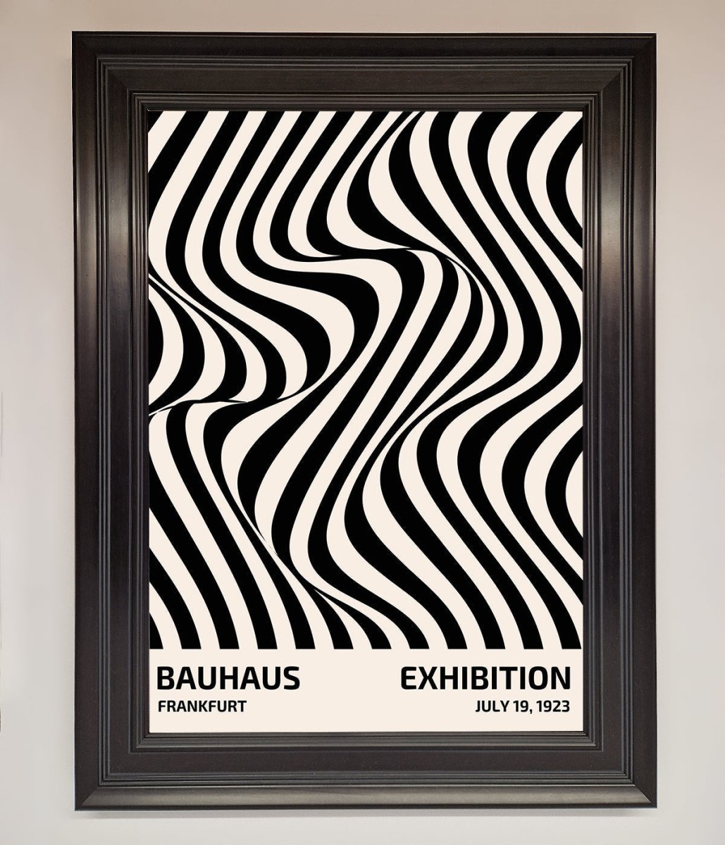 Bauhaus Wavy Black Lines Framed Poster