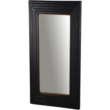 Lennox black wall mirror with wood frame, clean architectural lines, and matte finish for modern interiors by Sostter at brixbailey.com