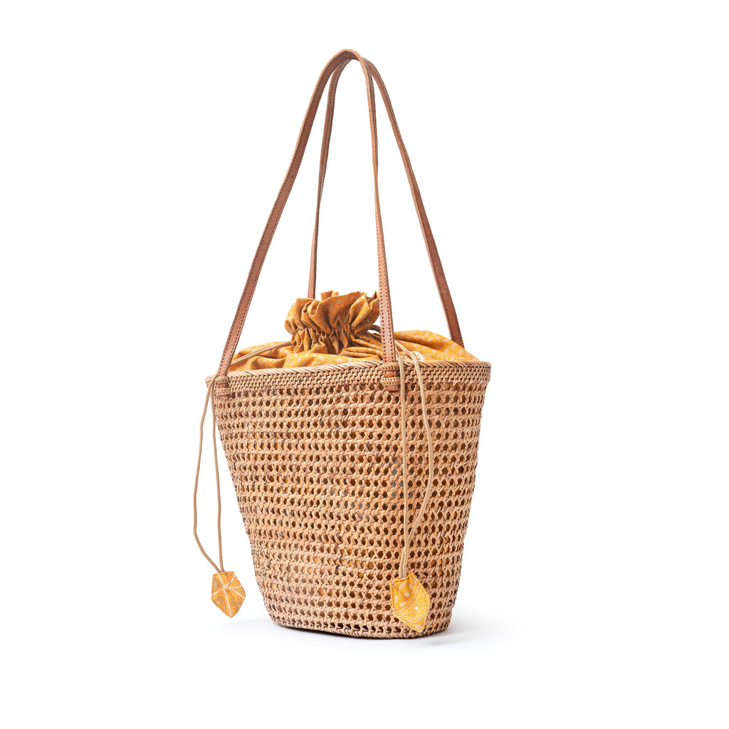 Handwoven Rattan Mesh Tote Shopper