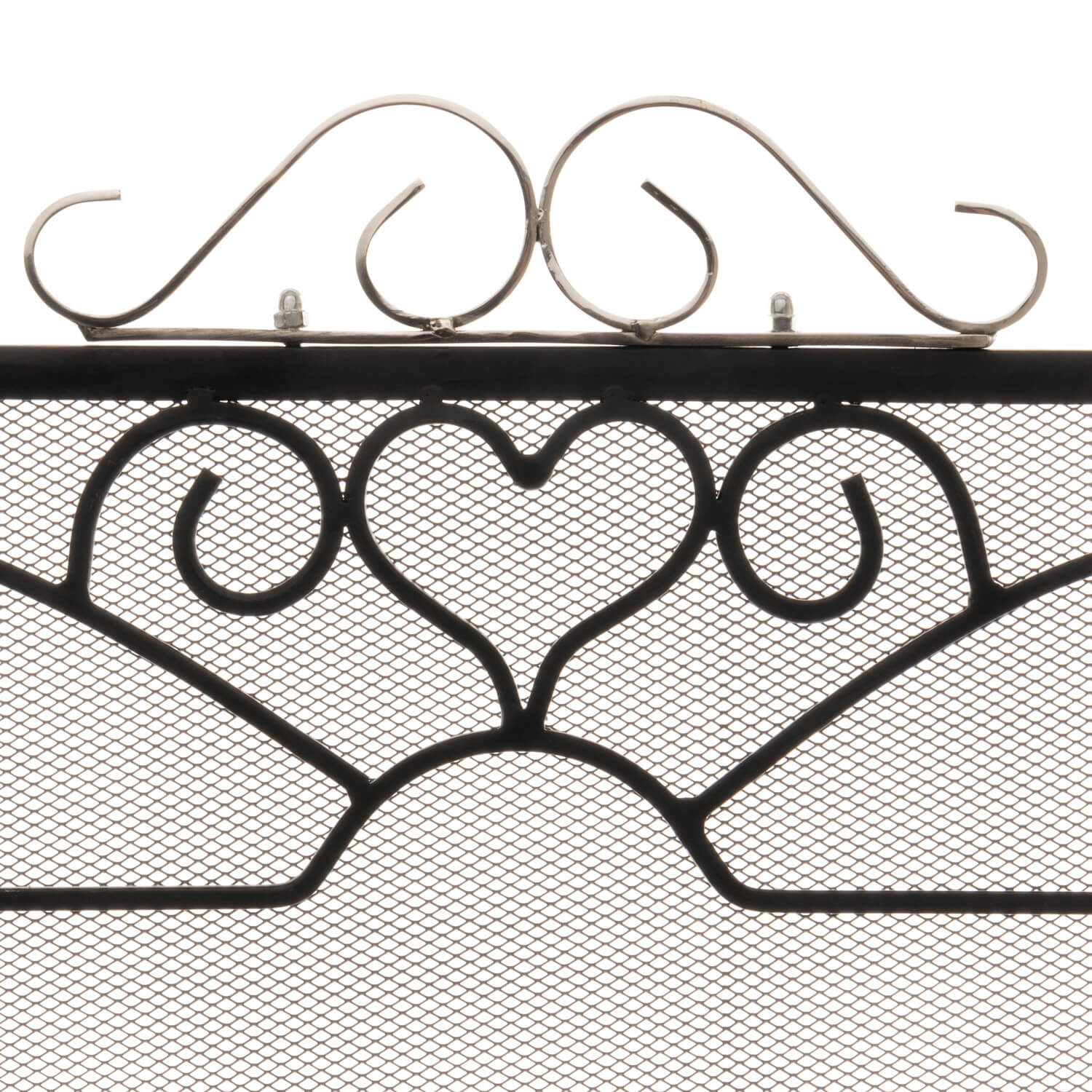 Handcrafted chrome fireplace screen with three-fold design, polished silver finish, and antique-inspired detailing. by Sostter at brixbailey.com