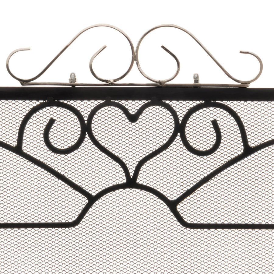 Handcrafted chrome fireplace screen with three-fold design, polished silver finish, and antique-inspired detailing. by Sostter at brixbailey.com