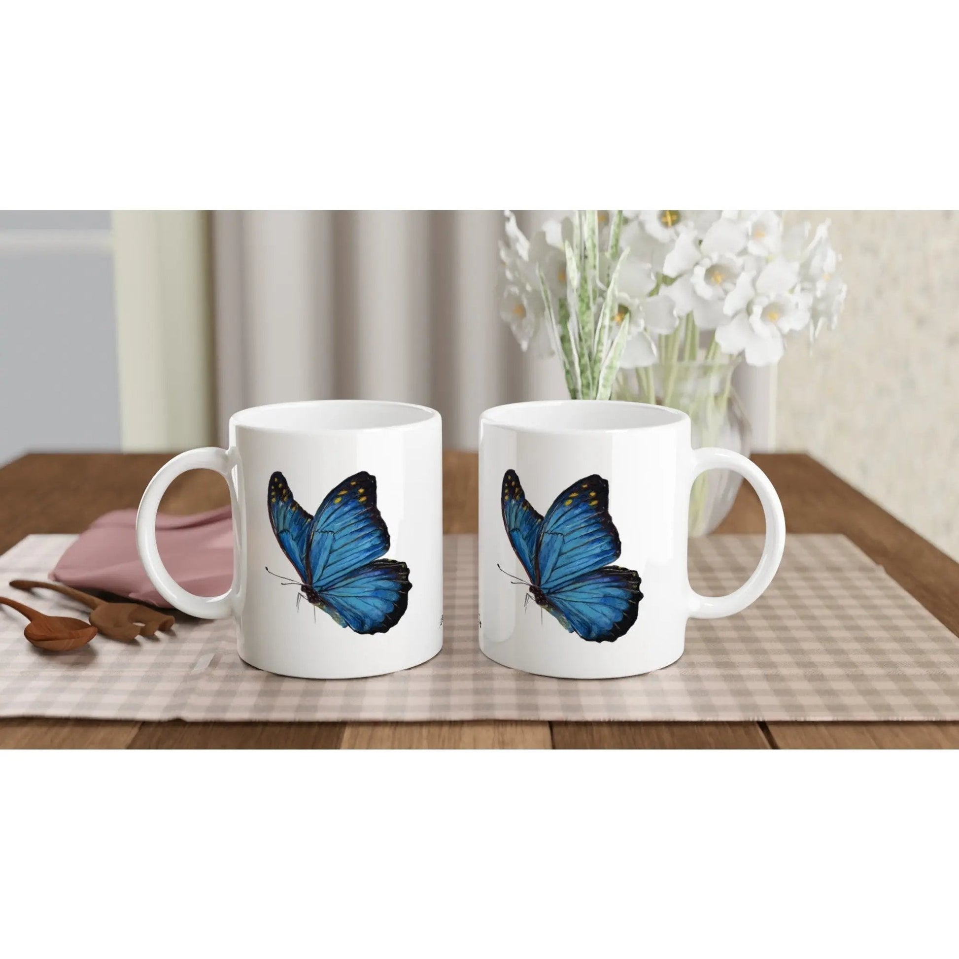 Blue Butterfly Mug – 11oz Ceramic Wildlife Coffee Cup