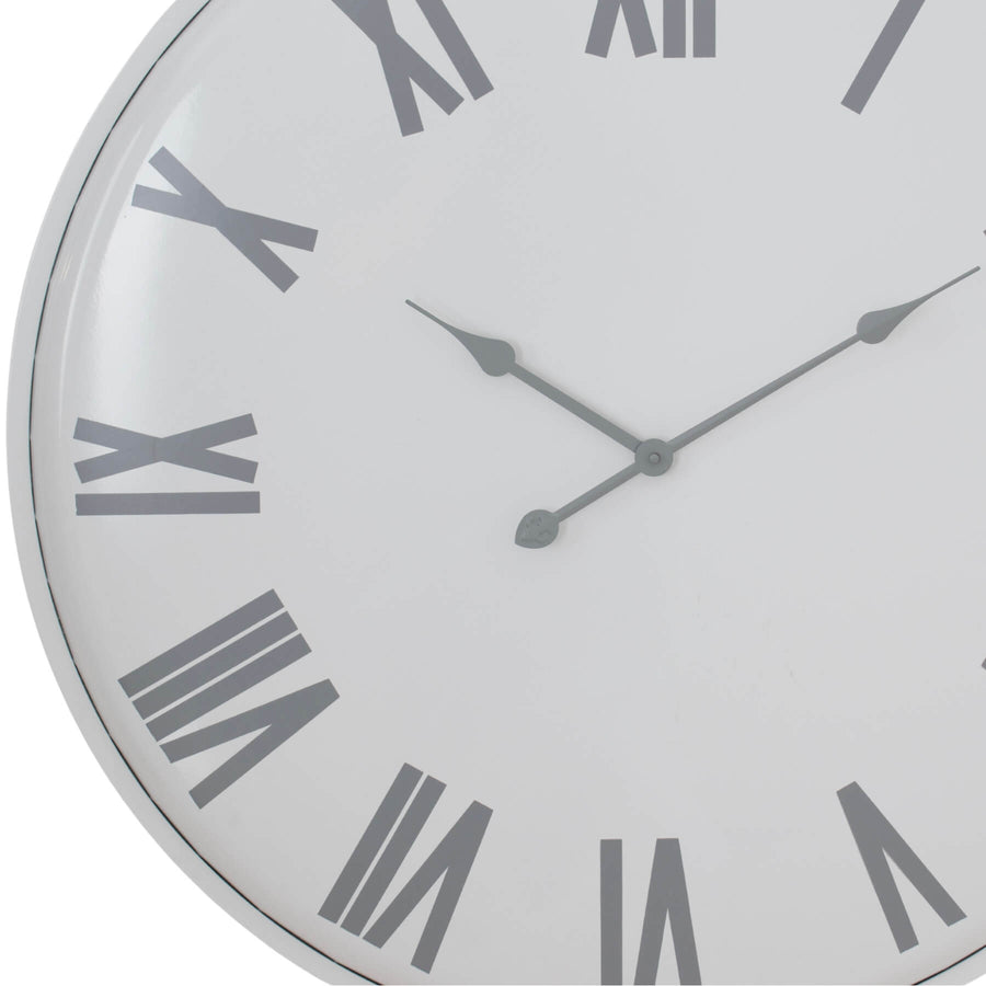 Oversized minimalist wall clock, 80cm white metal, modern industrial design for living rooms or offices (124 chars) by Sostter at brixbailey.com
