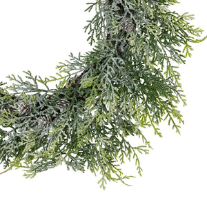 Frosted pine wreath with lifelike frost effect and natural pinecones, elegant white and green winter dÃ©cor centerpiece by sostter at brixbailey.com