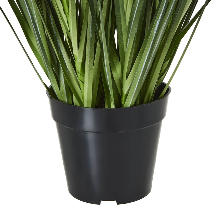 White faux agapanthus arrangement in black pot, lifelike plastic blooms with green foliage, 120cm tall by Sostter at brixbailey.com