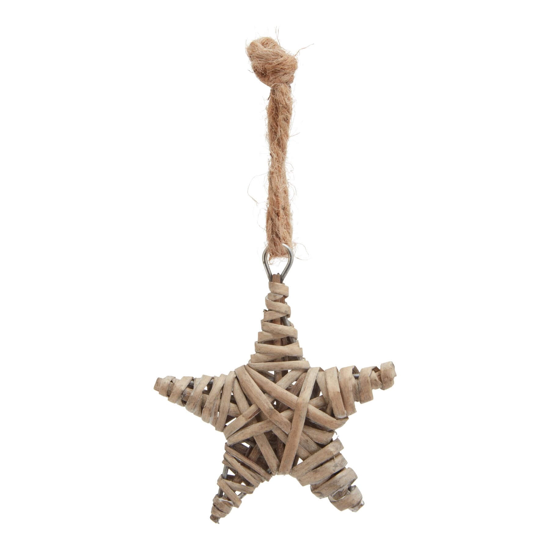 Handcrafted wicker star ornament in natural brown, rustic holiday decor with woven texture, 8cm five-point design. by Sostter at brixbailey.com