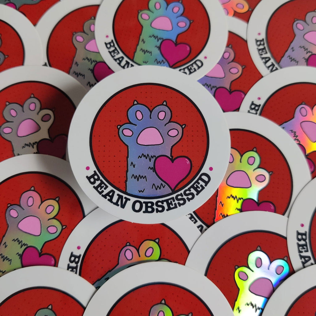 bean obsessed cat themed Vinyl Sticker