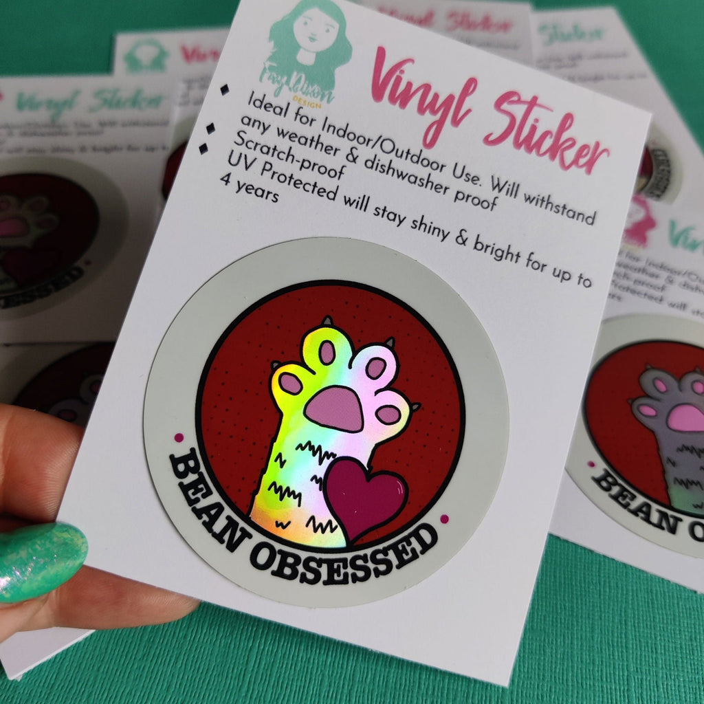 bean obsessed cat themed Vinyl Sticker