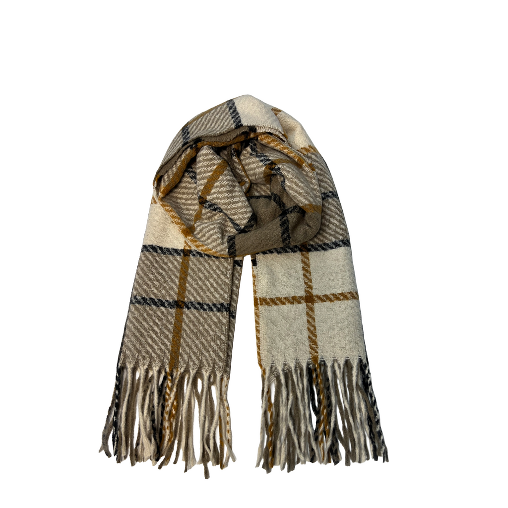 Beige Plaid Scarf for Women