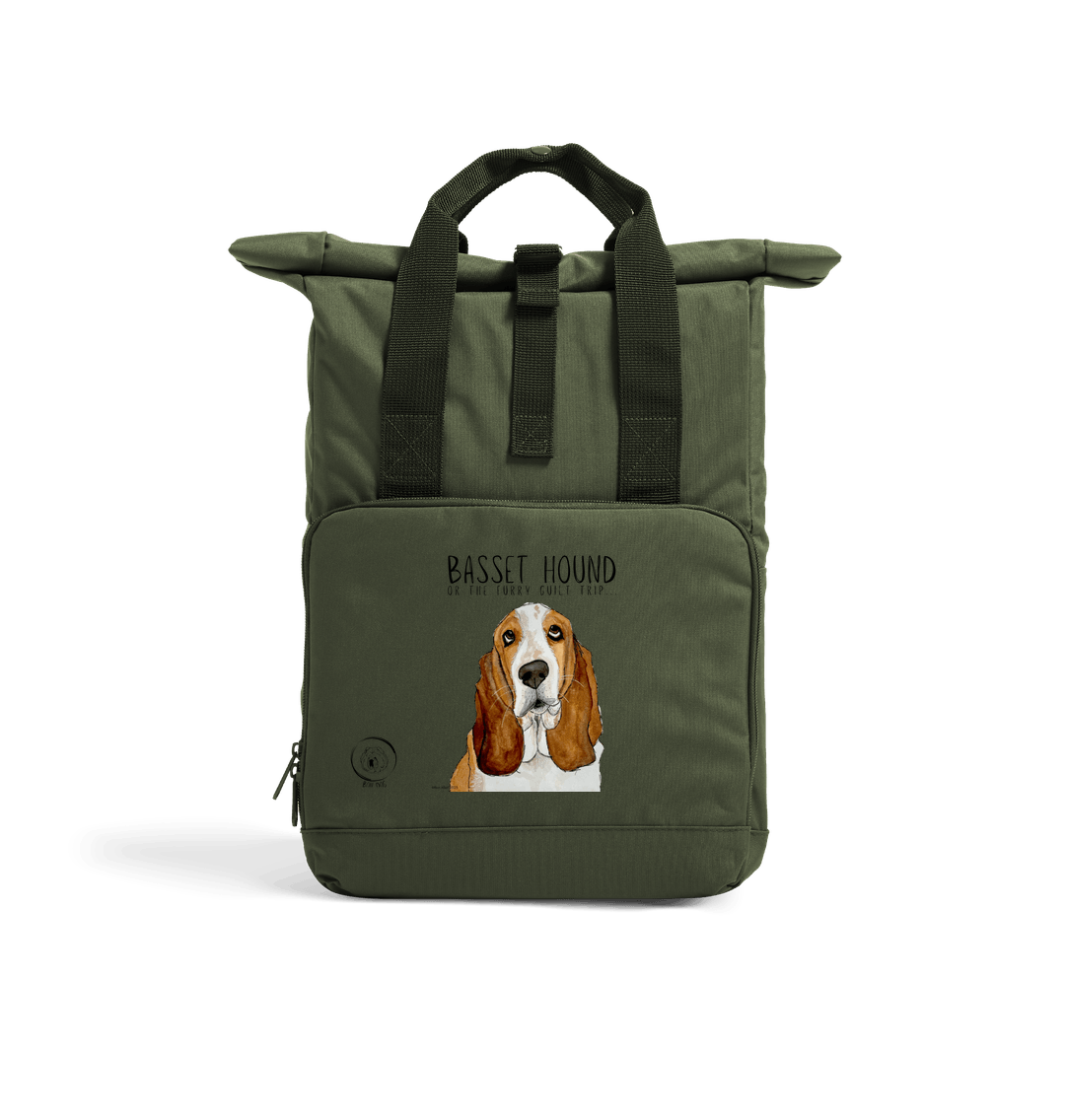 Basset Hound Roll-Top Backpack: Stylish, Sustainable, and Guilt-Trip Approved!