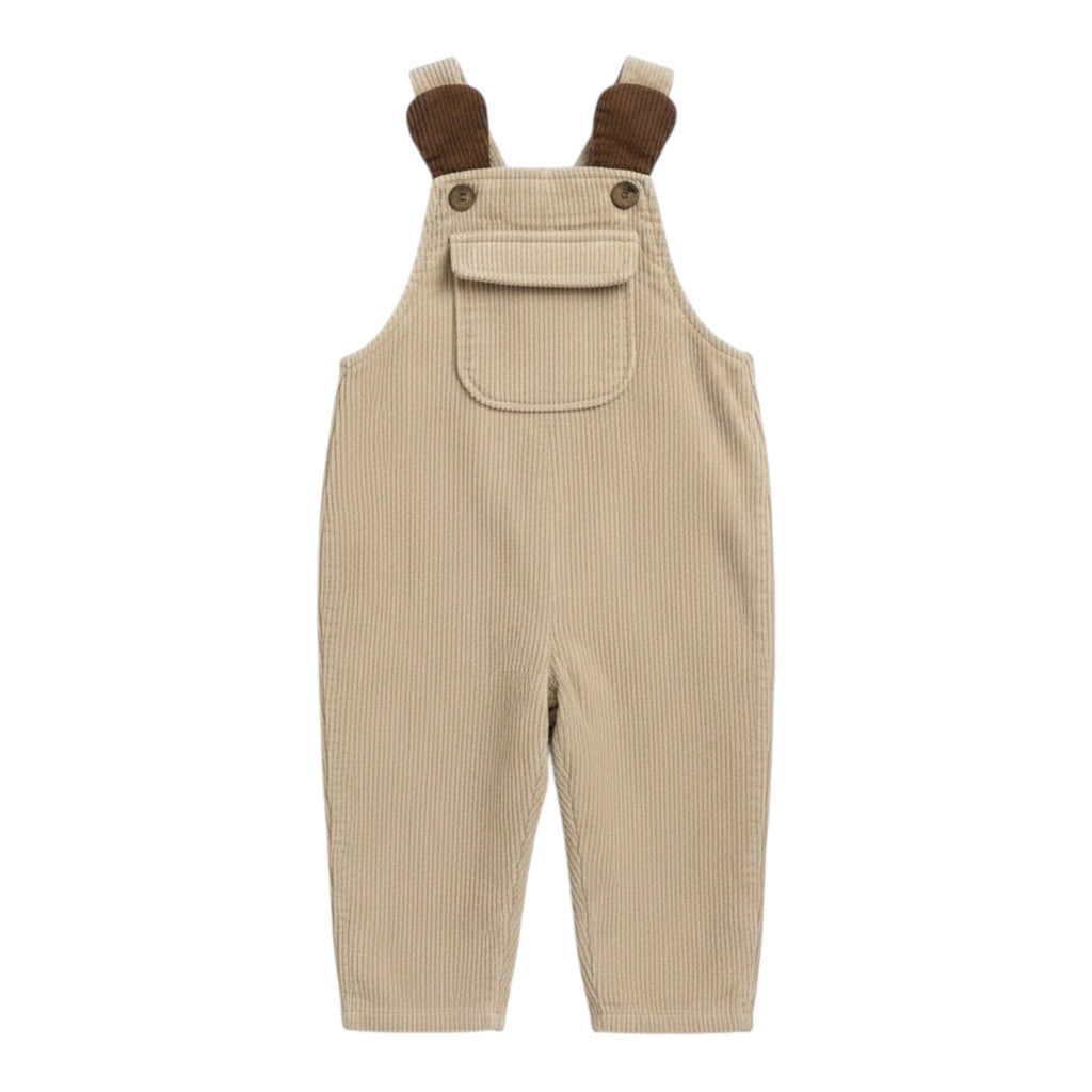 Beige Corduroy Dungarees with Bear Ear Detail