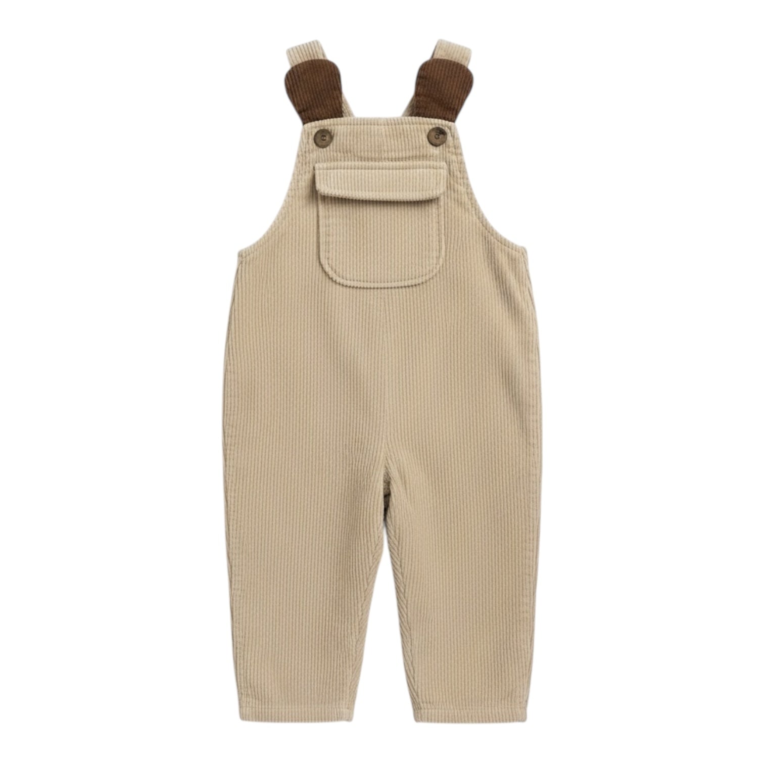 Beige Corduroy Dungarees with Bear Ear Detail