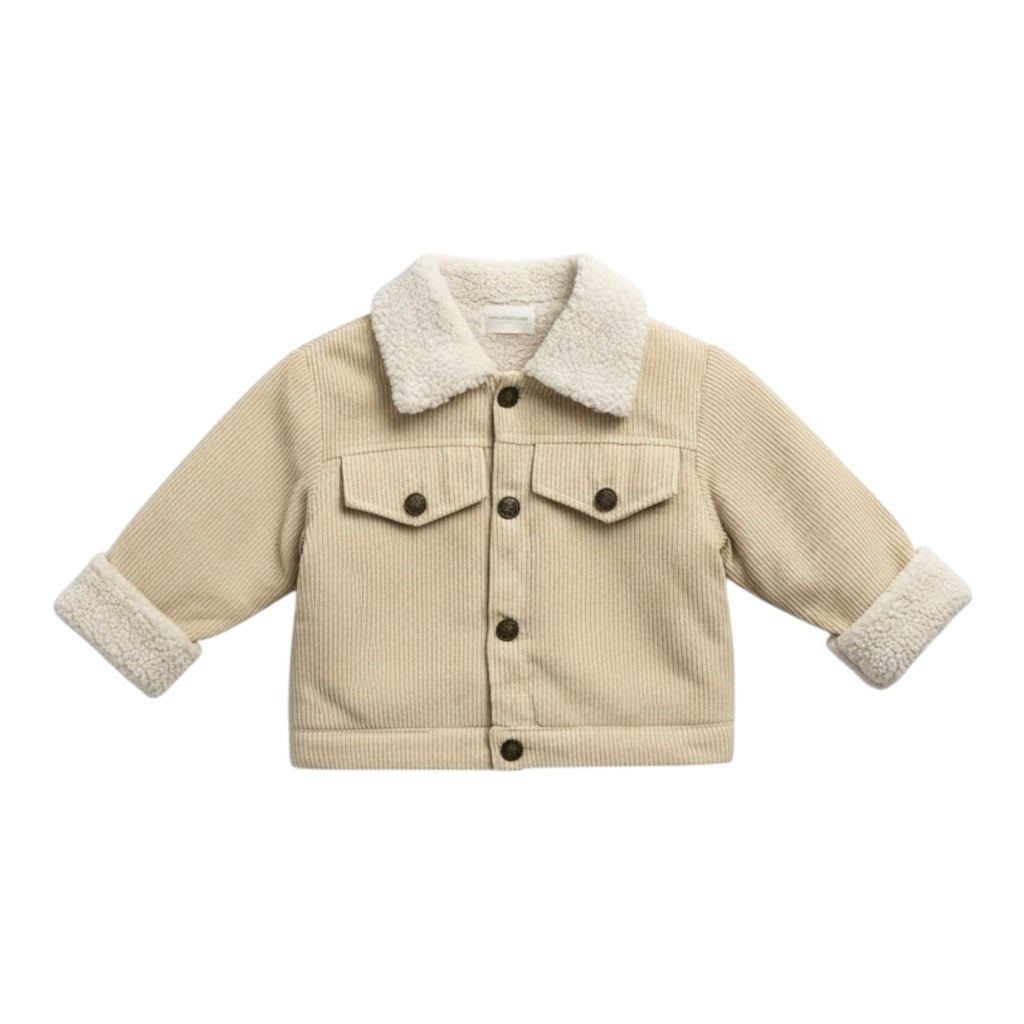 Beige Corduroy Jacket with Faux Shearling Lining