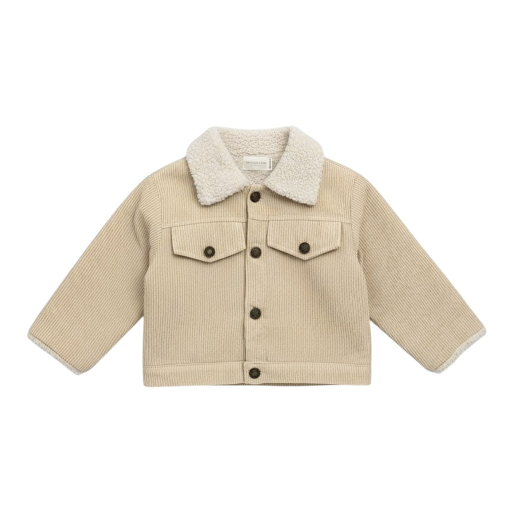 Beige Corduroy Jacket with Faux Shearling Lining